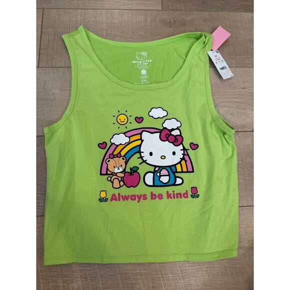 Women's Sanrio Hello Kitty Always Be Kind Graphic Tank Top - Green XXL - Picture 2 of 6